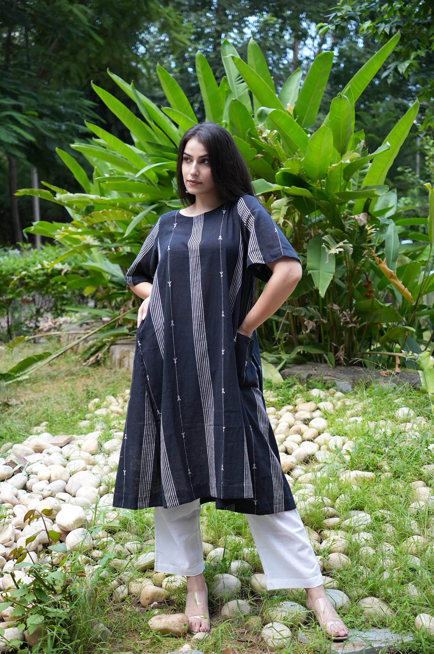 A-Line handwoven Khadi Black dress (3)
