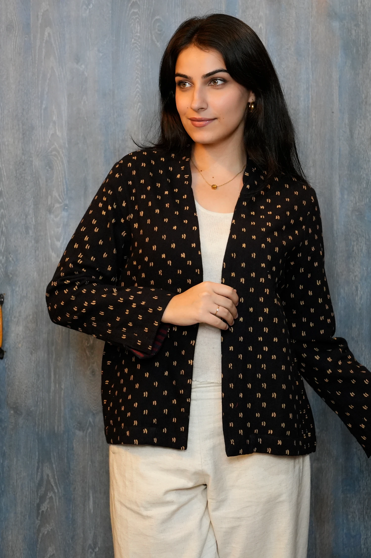 Straight-fit handwoven cotton blue and white checkered dress 2